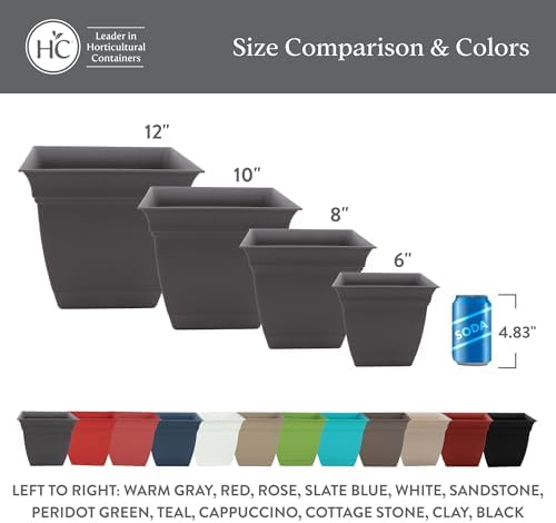 The HC Companies Eclipse Square Planter Pot, 10 Inch, Cappuccino, 2-Pack - Image 6