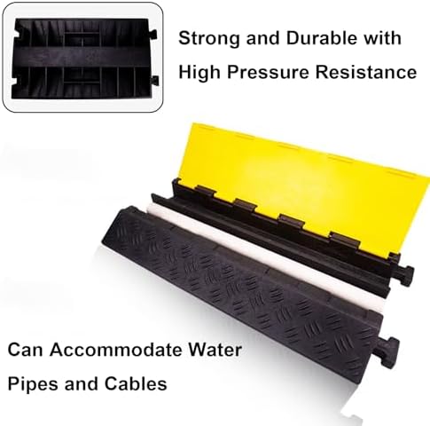 Cable Protector Ramp, Hose Protector Ramp with Flip-Open Top Cover, Modular Cable Ramps Rubber and Plastic, 1102 Lbs Load Capacity(100 * 58 * 12cm/39 * 23 * 5in) - Image 6