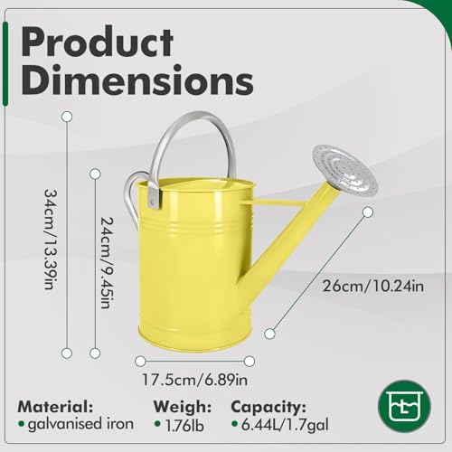 Galvanized Iron Watering Can for Indoor Plants, DIY Watering Cans for House Plant Garden Flower, Long Spout Water Can for Outdoor Watering Plants 6.44L 1.7Gallon (Beige) - Image 2