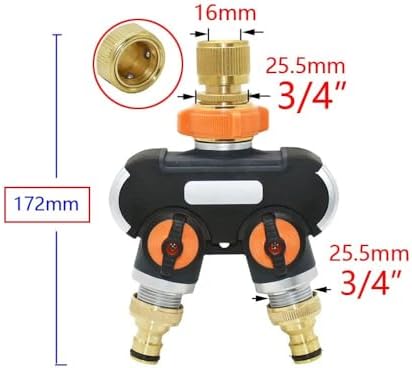 3/4 Inch 2/4-Way Brass Garden Hose Splitter Garden Tap Y-Type Watering Connector Distributor for Outdoor Faucet (Color : F) - Image 3