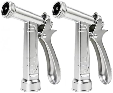 RESTMO 2 Pack 100% Metal Rust-Proof Chrome Garden Hose Nozzle Heavy Duty by Restmo