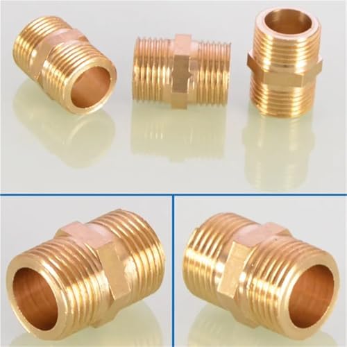 Hose Connector 6pcs Brass Pipe Hex Nipple Fitting 1/8" 1/4" 3/8" 1/2" 3/4" 1" BSP Male Thread Quick Adapter Coupler Connector for Garden Fitting(1l2to1) - Image 4