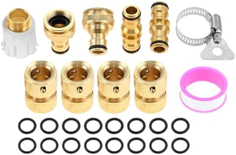 9 Pcs Brass Garden Hose Tap Quick Connector Pipe Fitting Kit for Outdoor Tap Connector Connecting Nozzles/Hoses/Pipes/sprinklers by Unknown