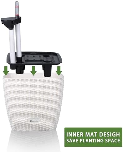 Dexceder 11x10 Self Watering Planter (Ivory White Rattan) - Image 4