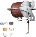 Stainless Steel Garden Hose Reel, Heavy Duty Metal Water Pipe Cart with High Pressure Spray Nozzle, 2-in-1 Wall Mount Manual Crank Storage, Fits 1/2 Inch Hose(15M/50FT) by Unknown