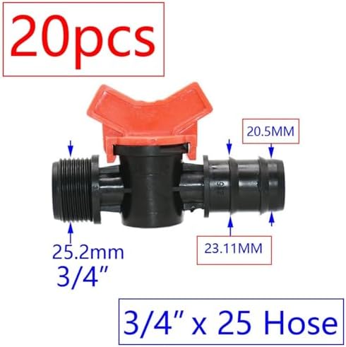 20pcs Drip Irrigation Valve 4/7 3/8/10/12/16/20 /25mm Pipe Garden Tap 1/2" 3/4" Male Thread Water Hose Barb Connector(Q) - Image 2
