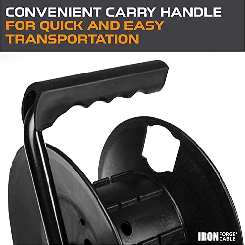 Iron Forge Cable Extension Cord Storage Reel, Metal Stand - Black - Image 5