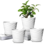 5 Inch Ceramic Plant Pots, 5.5 in Diameter, 4 Pack by YUFDA