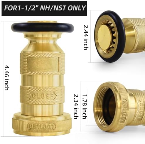 Fire Hose Nozzle 1-1/2" NH/NST Fire Fighter Hose Nozzle 100 psi 75 gpm - Image 2