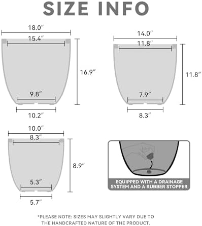 Kante Set of 3 Black Concrete Bowl Planters 18" 14" 18" Dia - Image 2