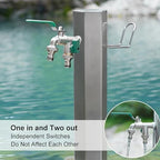 Outdoor Stainless Steel Standing Water Column, Freestanding Garden Hose Holder with Faucet for Garden Irrigation and Washing(86x21cm/34x8in) - Image 3