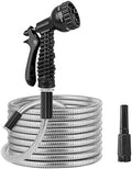 Garden Hose 50ft, Stainless Steel Water Hose with 10 Function Spray Nozzle, Flexible Expanding Hose Heavy Duty, Lightweight Water Hose for Outdoor, Yard, Lawn, Car Wash by Zorpupoa