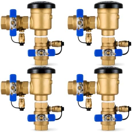 4 Pack 3/4 Inch Backflow Preventer, Brass Pressure Vacuum Breaker Assembly, 400 PSI Sprinkler Backflow Valve for Lawn Irrigation, Garden Water Lines and Outdoor Anti-Siphon Protection by YEE