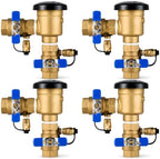 4 Pack 3/4 Inch Backflow Preventer, Brass Pressure Vacuum Breaker Assembly, 400 PSI Sprinkler Backflow Valve for Lawn Irrigation, Garden Water Lines and Outdoor Anti-Siphon Protection by YEE