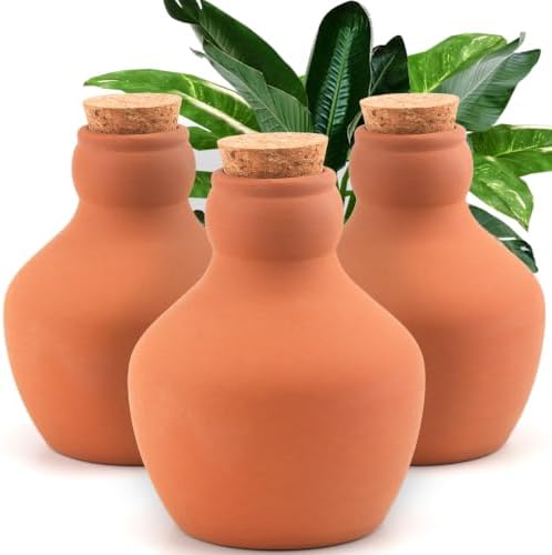 3 Pack Large Terracotta Olla Watering Pots, 520ml Plant Watering Globes by Unknown