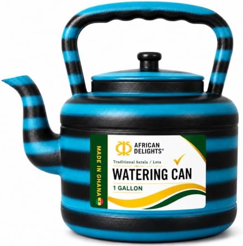 African Delights Watering Can - 1 Gallon Plastic Colorful Watering Jug - Watering Can - Made in Africa - Lota for Bathroom Blue/Black by AfricanDelights
