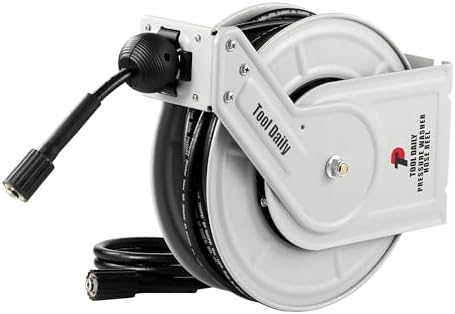 Tool Daily Retractable Pressure Washer Hose Reel 60 FT x 1/4”, 3600 PSI by ToolDaily