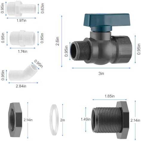 4 Pack 3/4 in Rain Barrel Spigot Kit PVC Garden Rain Barrel Valve - Image 2