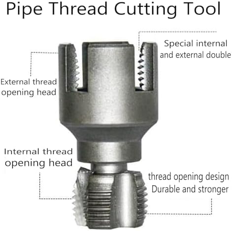 Pipe Thread Cutting Tool, Electric Drill Compatible Pvc Pipe Threader Kit, Thread Trimming and Angle Bolt Repair Tool, Garden Hose Thread Die, 1/2", 3/4" (A+B) - Image 3