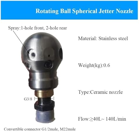 3/8 Rotating Sewer Nozzle, Stainless Steel, 360° Jet - Image 3
