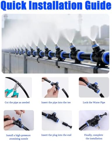 Livestock Farm Cooling Mister Hose for Pigs/Cows, Portable Drip Irrigation Watering System for Outdoor, Site Fence Automatic Brass Sprinkler Kit - Image 6
