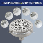 Brushed Nickel Shower System with High Pressure 6-Spray Rain Shower Head, 360° Rotatable Anti-Clog Silicone Nozzles, Wall-Mounted Shower Faucet Set, Rustproof ABS for Bathroom Upgrade - Image 4