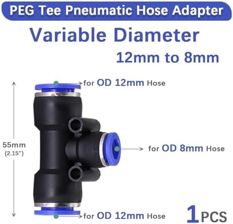 For Variable Diameter For Tee Hose Adapter Slip Lock For Pneumatic Tube Fittings For Quick Insert For DIY For Garden Irrigation For Connect Repair 1 Pcs/5 Pcs(PEG 12mm to 8mm,5 pcs) - Image 2