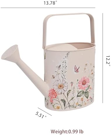 Vintage Floral Metal Watering Can for Indoor/Outdoor Plants, Pink Functional Garden Waterer with Long Spout, Garden Water Pot Rustic Decor for Home Garden Patio - Image 7