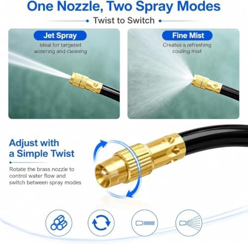Watering System Flower Bed Irrigation System for Raised Beds, Greenhouse, Lawn, Patio, 360° Bendable Copper Nozzles, Quick Connect & Steady Flow(H 12 in(30cm) Nozzle,L 164ft(50m)) - Image 5