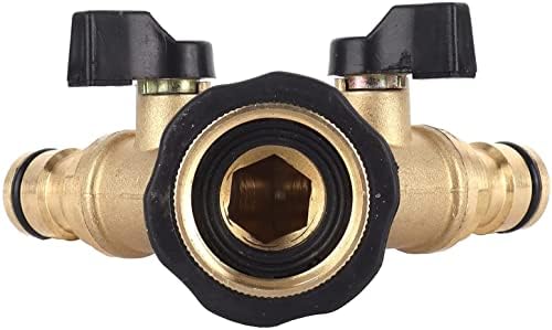 2 Way Brass Hose Adapter, Garden Hose Y Valve Connectors Copper Hose Splitter, Double Pass Hose Splitter - Image 2