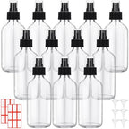 Norme 12 Pcs 8 oz Glass Spray Bottles, Funnels and Labels, Clear, Stylish by Norme