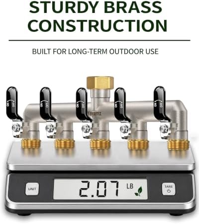 5-Way Garden Hose Splitter, Heavy-Duty Brass, 3/4" GHT, Black - Image 5