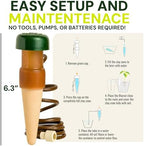 Blumat Classic Self-Watering Stakes - Prevents Overwatering and Underwatering for Healthy Growth While You are Away - Ideal for Indoor Plant Watering, 9 Pack, w Adapter - Image 3