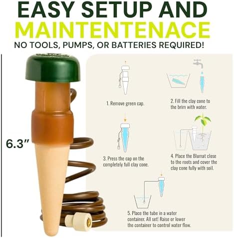 Blumat Classic Self-Watering Stakes - Prevents Overwatering and Underwatering for Healthy Growth While You are Away - Ideal for Indoor Plant Watering, 9 Pack, w Adapter - Image 3