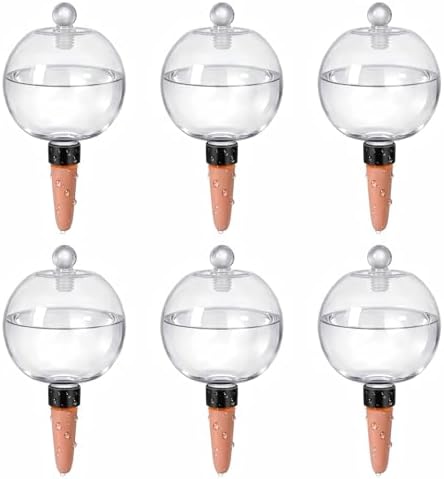 EX-Large Plant Watering Globes with Cover 26oz Top Fill Plastic Water Bulbs Self Watering Planter Inser, Slow Release Terracott, Plant Watering Devices for Plants, 6 Pack by Unknown