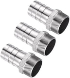 3pcs Stainless Steel Hose Barb Fittings 1-1/2"Barb to 1-1/2"NPT Male by Kozelo