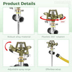 3 Pcs Alloy Spike Sprinkler, Heavy Duty Rotating Garden Waterer with Adjustable Nozzle, Includes 4 Rolls PTFE Tape, for Grass Yards Patio Garden Irrigation - Image 4