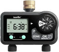 RAINPOINT Brass Sprinkler Timer 2 Stations, Large Digital Water Timer for Garden Hose with 6 Programmable Procedure, with Delay/Manual/Auto Irrigation Mode for Week/Specific/Daily Watering by RainPoint