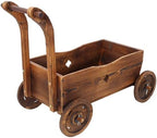 Wooden Wagon Planter with Wheels and Handle, 26.5 Inch, Brown - Image 7