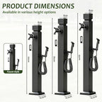 Outdoor Stainless Steel Water Column Spigot, Freestanding Garden Hose Holder with Brass Faucet, Matte Black Decorative Fountain Water Post for Irrigation Washing(E,Height: 80cm/31.5in) - Image 2