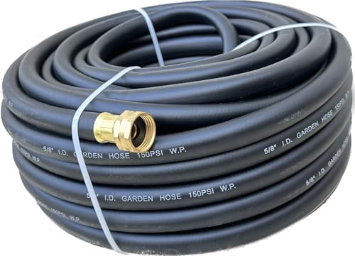 100 ft x 5/8" Hybrid Garden Hose Black Rubber Water Hose Female 3/4" Brass Fits - Image 4