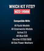 McKillans® M22-14mm Pressure Washer Quick Connect Kit, M22-14mm to 3/8" Male Female Quick Disconnect Kit for Power Washer (Stainless Steel) - Image 2