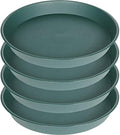 4 Pack of 16 inch Plant Saucer (13.5" Base), Heavy Duty Plastic Plant Tray for Pots, Flower Water Trays for Indoors, Bird Bath Bowls, Plant Drip Saucers for Planter 14"/15"/16" (Green) by Bleuhome