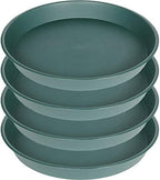 4 Pack of 16 inch Plant Saucer (13.5" Base), Heavy Duty Plastic Plant Tray for Pots, Flower Water Trays for Indoors, Bird Bath Bowls, Plant Drip Saucers for Planter 14"/15"/16" (Green) by Bleuhome