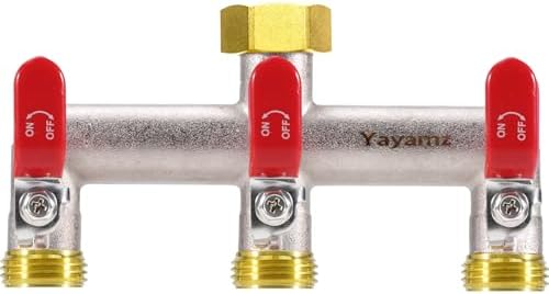 3 Way Garden Hose Splitter,3/4" GHT Water Spigot Splitter (Red) by Yayamz