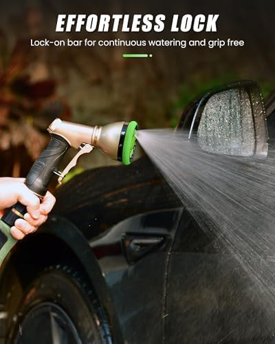 RAINPOINT Garden Hose Nozzle, Metal Hose Sprayer Nozzle With 9 Adjustable Spray Patterns, Heavy Duty Hose Sprayer for Watering Plants, Lawns, Car Wash, Pet Washing (Green) - Image 5