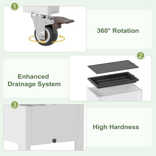 Fancyango Raised Garden Bed with Wheels 26.3" H -Ashen - Image 5