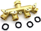 Heavy Duty Brass 4 Way Manifold Garden Hose Splitter Connector Water Tap Adapter 3/4 Inch Gardening Irrigation Faucet(US) - Image 4