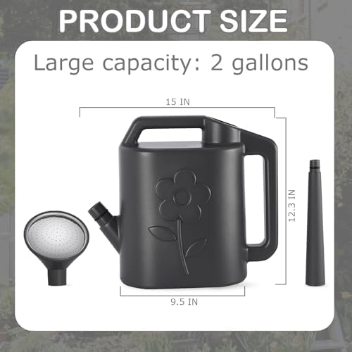 2 Gallon Watering Can for Indoor Plants, Garden Watering Cans for Outdoor Plant House Flower, Modern Plant Watering Can Large Long Spout with Sprinkler Head - Image 2