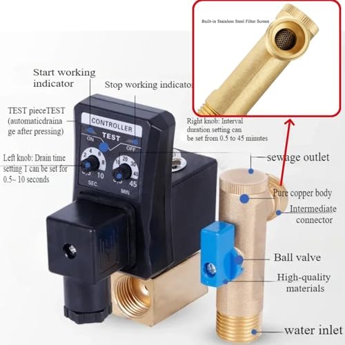 G1/2 DN15 230V Automatic Timed Water Electronic Timed Drain Valve for Air Compressor Condensate Management(230V) - Image 4